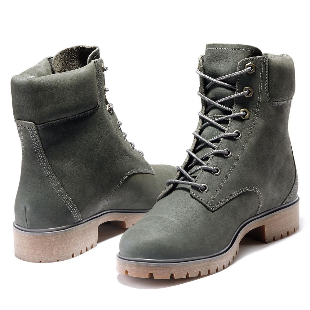 Bototos Timberland Mujer 6-Inch Jayne Waterproof Cuero Gris Oscuro - Chile JKL-142650